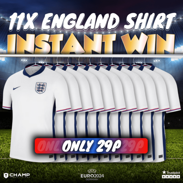 Win Your Choice Of England Football Shirt + 10x Shirt Instant Wins 🦁🦁🦁