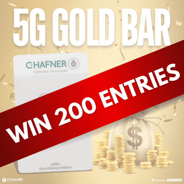 Win 200 Entries - 5g Gold Bar *DAILY DEAL*