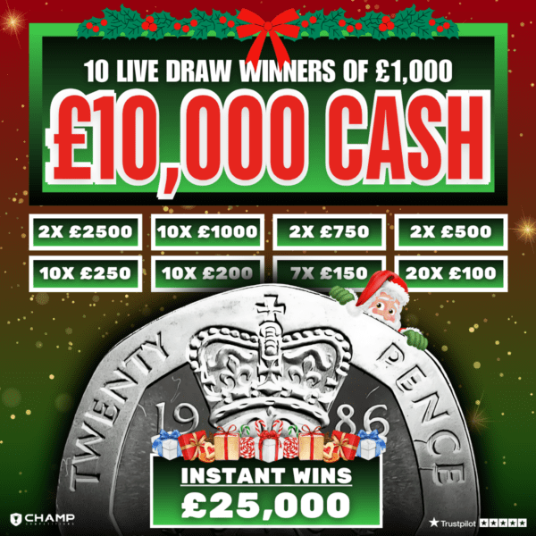 10x £1,000 Winners + £25,000 Instant Wins!