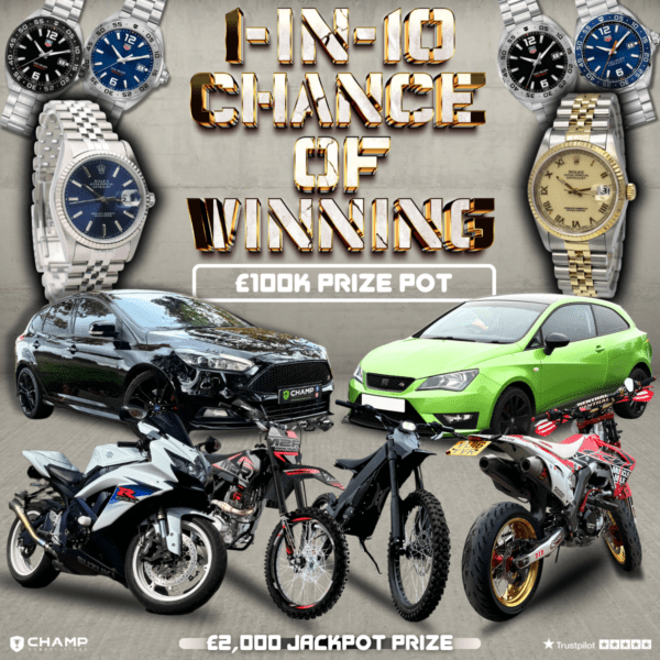 1-in-10 Chance Of Winning Instantly: £100k Prize Pot + £2,000 End Prize
