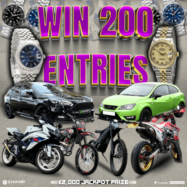 Win 200 Entries into the £100k 1-in-10 Chance Of Winning Comp