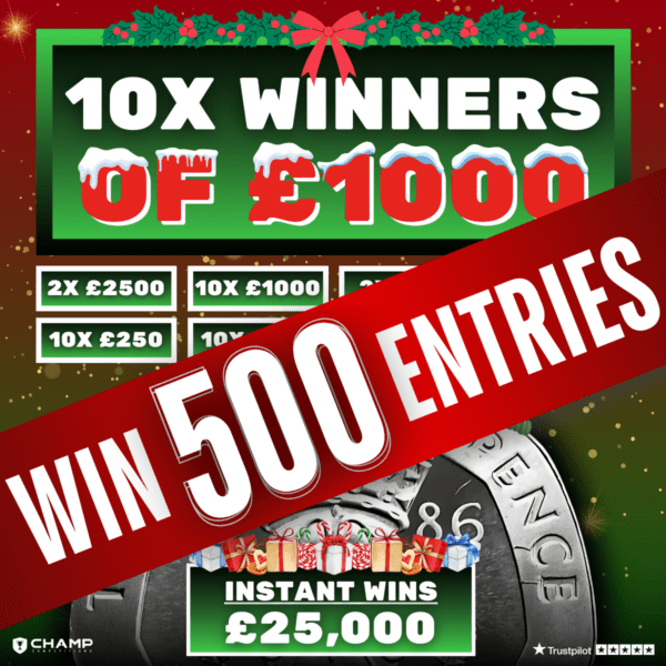 Win 500 Entries into 10x £1,000 Winners + £30k Instants Comp!