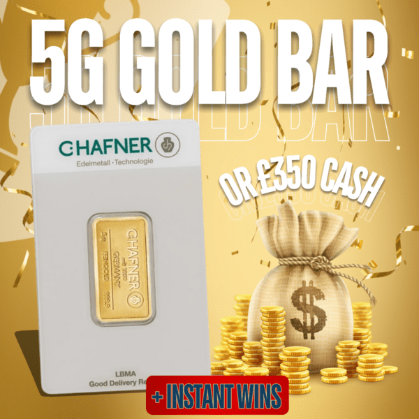 Win This 5G Gold Bar Or £350 Cash + Instant Wins!